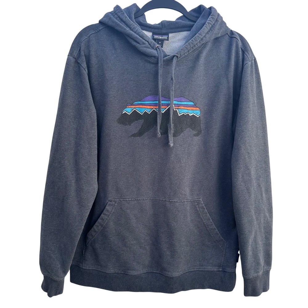 Patagonia Fitz Roy Bear Uprisal Hoodie Organic Cotton Charcoal Gray Men Medium‎